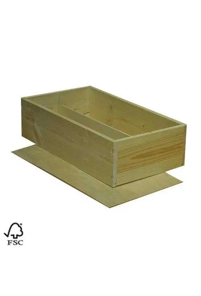 Wijnkist 2 Fles Nietdekselkistje & Deksel 34X18.2x9.5cm 1st OP IS OP
