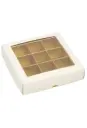 Bonbondoosjes & Deksel Zurich Wit Goud 9 bonbons 10.5x10.5x3cm 25stuks