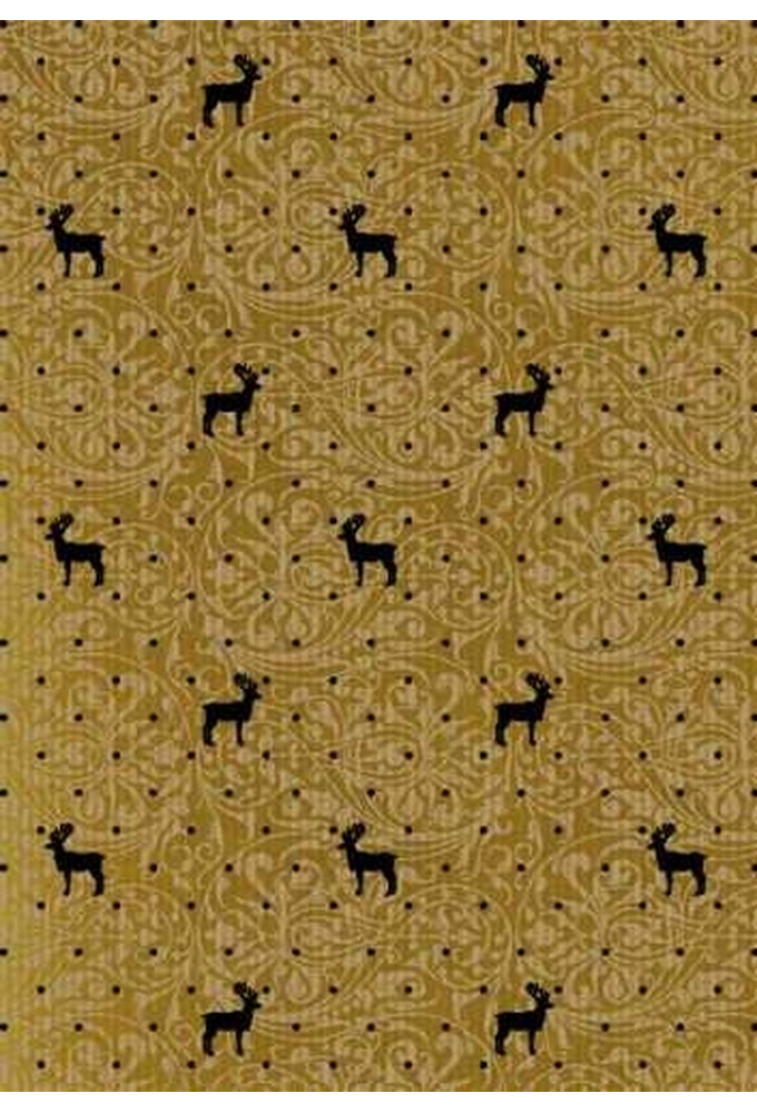 Kerstpapier Bruin Kraft Du Monde Reindeer Goud Zwart 40cmx250meter