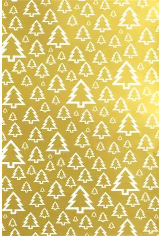 Kerstpapier de Luxe Trees Goud 30cm x 200meter