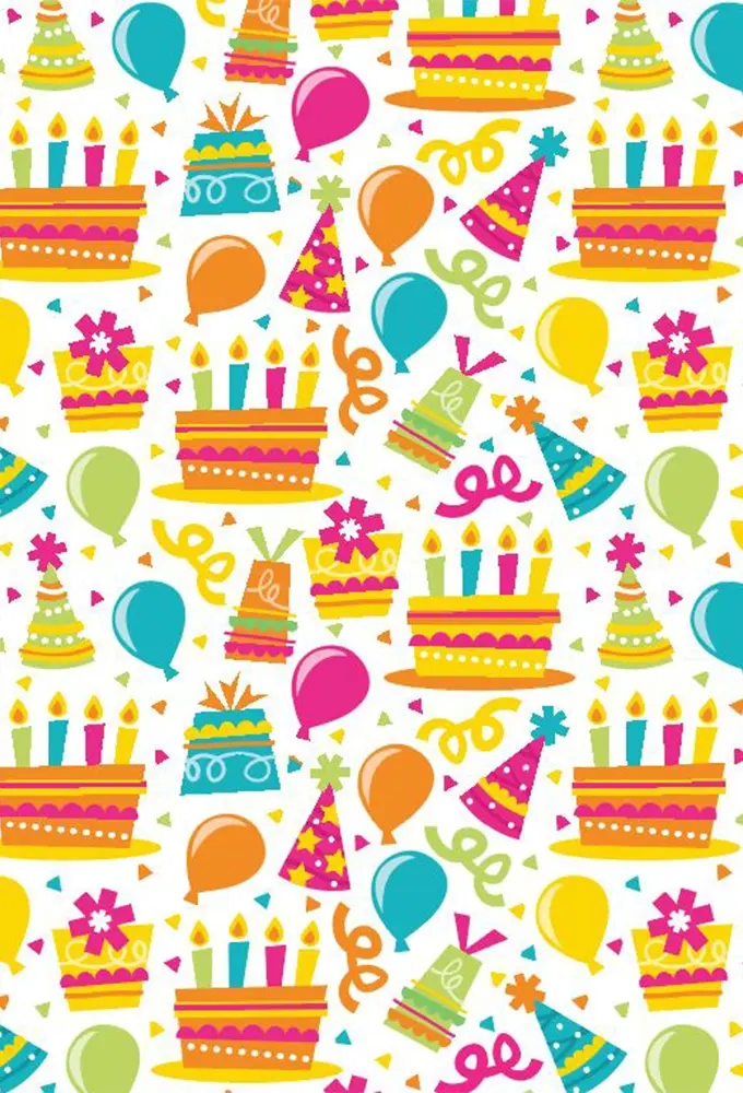Geschenkpapier Trendy birthday hats & cakes 60cm x 200meter