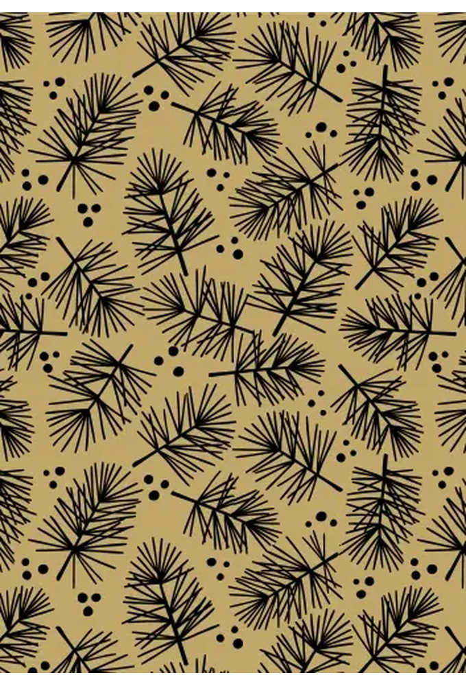 Kerstpapier Kraft Pine Zwart 70cm x  250meter
