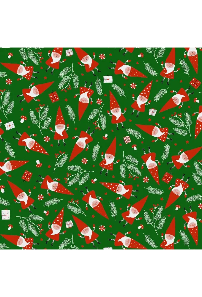 Kerstpapier Santa's Friend Green 60cm x 200meter