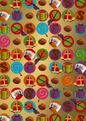 Sintpapier Trendy Goud Sint 30cm x 125meter