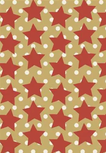 Kerstpapier Bruin Kraft Star in the Sky Rood & Wit 30cm x 150meter