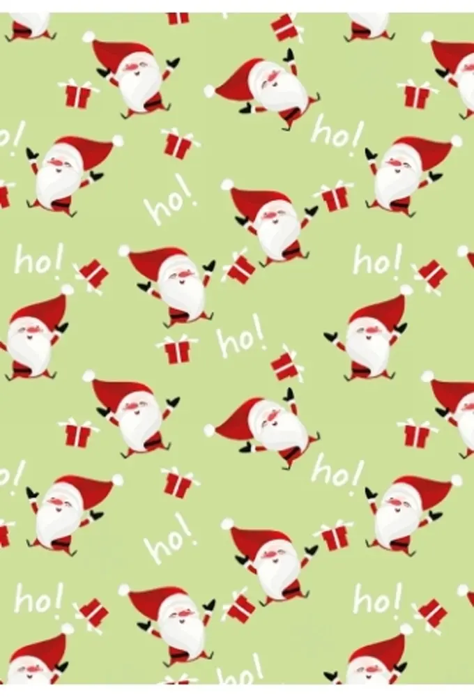 Kerstpapier Happy Santa Lime Groen 50 cm x 200meter