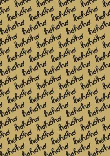 Kerstpapier Bruin hohoho zwart kraft 50cm x 250meter