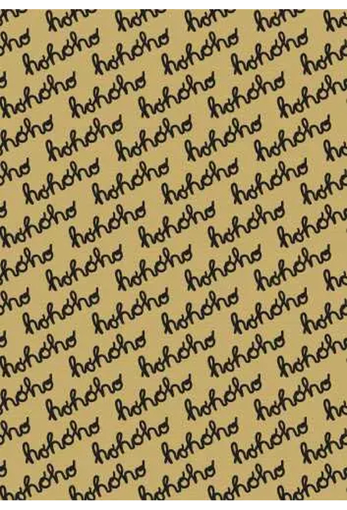 Kerstpapier Bruin hohoho zwart kraft 50cm x 250meter