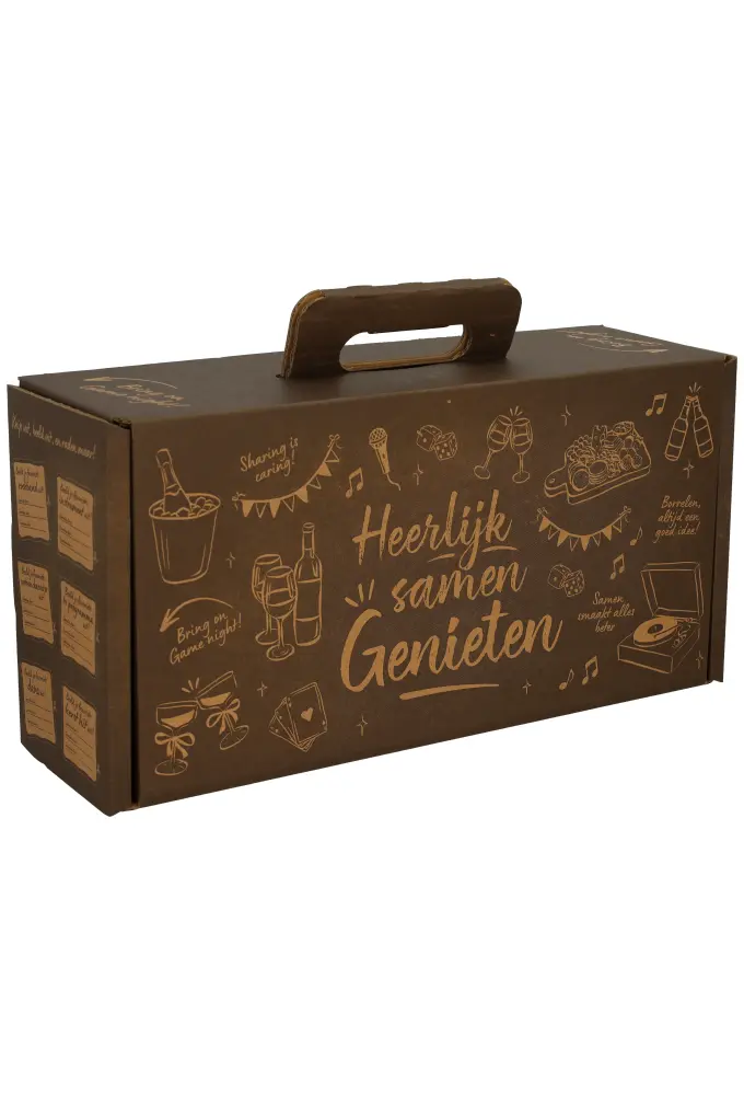 Geschenkdozen Draag Borreldoos Bruin& Kraft 39x20x12cm 15stuks