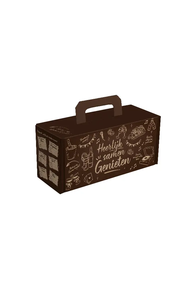 Geschenkdozen Draag Borreldoos Bruin& Kraft 39x20x12cm 15stuks