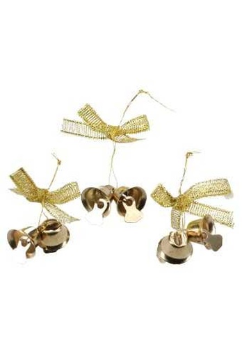 [K1340125] Kerstbelletjes Met Strik Goud Aan Koord 100stuks