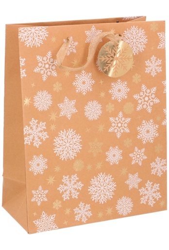 [K1330205] Kersttasjes Groot Snow White & Naturel 26.5x13.5x32.5cm 10stuks
