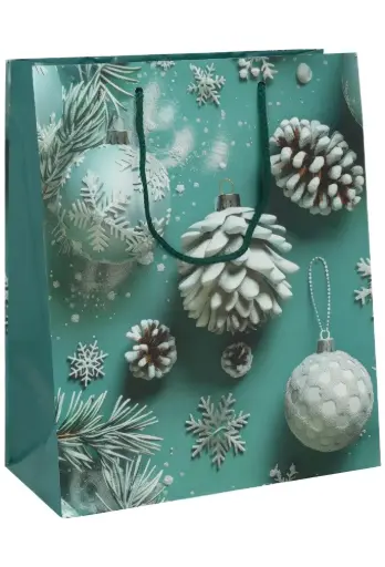 [K1330043] Kersttasjes Groot Winter Snowflakes 26.5x13.5x32.5cm 12stuks