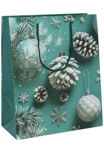 [K1330043] Kersttasjes Groot Winter Snowflakes 26.5x13.5x32.5cm 12stuks