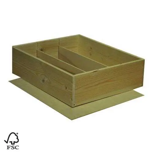 [K777414] Wijnkist 3 Fles Nietdekselkistje & Deksel 34X27.7x9.5cm 1st OP IS OP