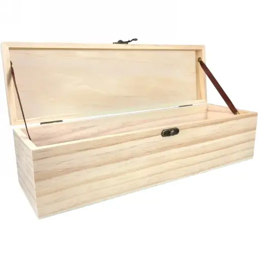 [K777418] Wijnkist 1 Fles Scharnierkistje 33.5x9.5x10.1cm 1stuks