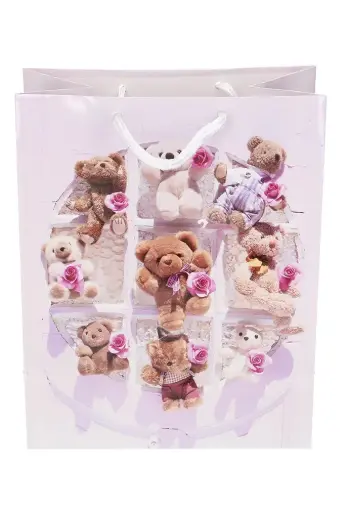 [K1110349] Kadotasjes Kind Middel Teddy Beer 18x10x23cm 12stuks
