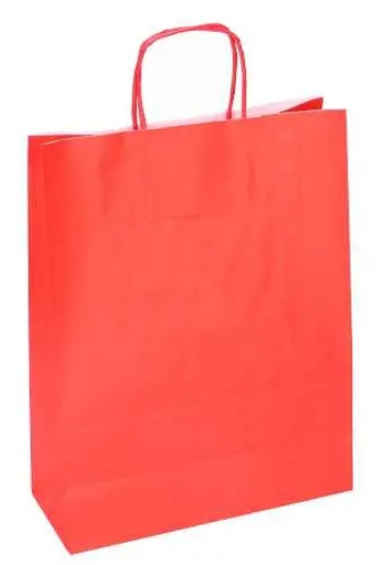 [K1120074] Papieren Draagtas Kassel Met Handvat Rood A5 18x8x22cm 50stuks