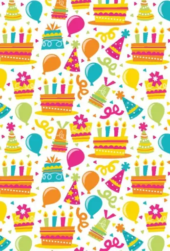 [1051315-60] Geschenkpapier Trendy birthday hats & cakes 60cm x 200meter