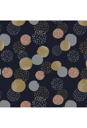 [1051210-70CM] Kerstpapier Dots Blauw & Goud & Koper 70 cm x  175meter