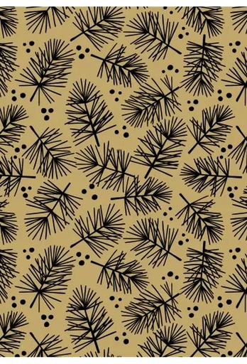 [1051142-70CM] Kerstpapier Kraft Pine Zwart 70cm x  250meter