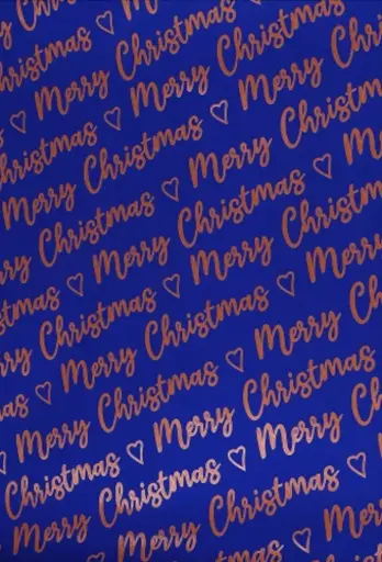 [1051346-70CM] Kerstpapier Merry  Christmas Wishes Blue Copper 70cm x 100meter