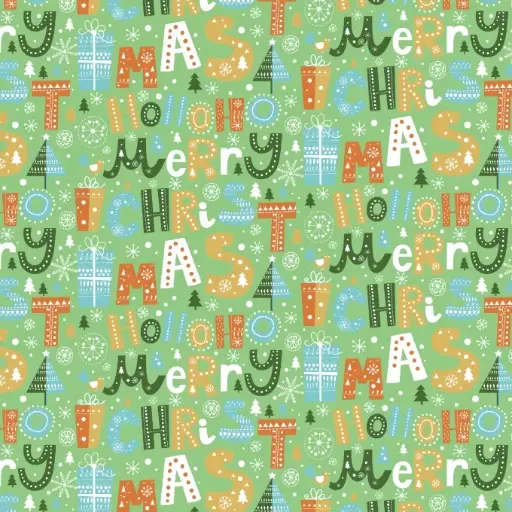 [1051345-70CM] Kerstpapier Metallic Ho Ho Merry X Mas Green  70cm x 100meter