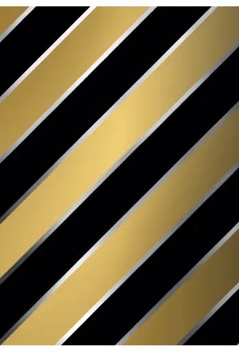 [1051221-60] Kerstpapier Bold Stripes Zwart & Goud 70cm x  100meter