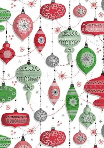 [1414163-60] Kerstpapier Metallized Retro Xmas Classic 60cm x 100meter