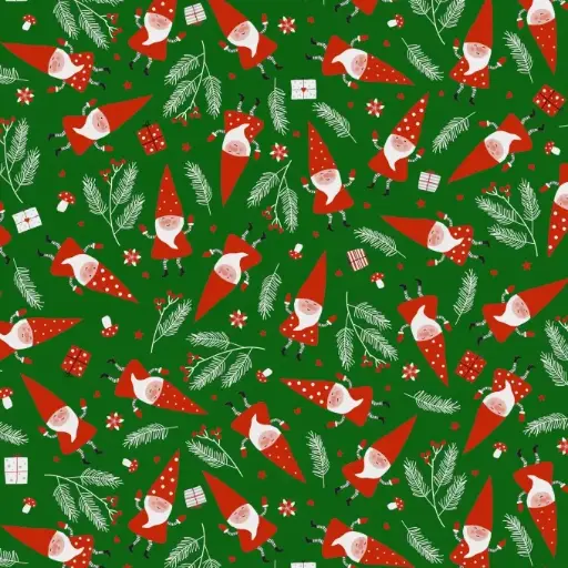 [1051339-60] Kerstpapier Santa's Friend Green 60cm x 200meter
