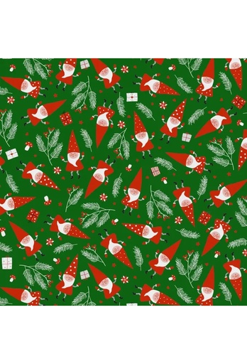 [1051339-60] Kerstpapier Santa's Friend Green 60cm x 200meter