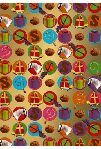 [1202029] Sintpapier Trendy Goud Sint 30cm x 125meter