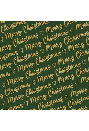 [1051338-70] Kerstpapier Merry Christmas Wishes Green Gold 70cm x 200meter