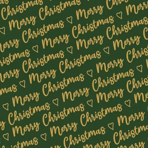 [1051338-70] Kerstpapier Merry Christmas Wishes Green Gold 70cm x 200meter