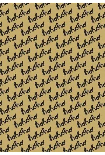 [1051068-50] Kerstpapier Bruin hohoho zwart kraft 50cm x 250meter