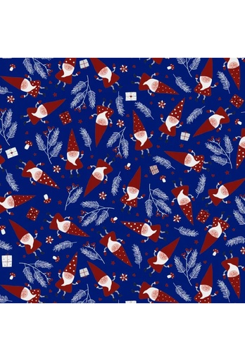 [1051341-60] Kerstpapier Santa's Friend Midnight Blue 60cm x 200meter