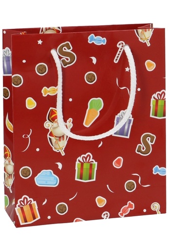 [K1220137] Luxe Sinttasjes Sint & Snoepgoed 19x7x23cm Glossy 170gr 10stuks