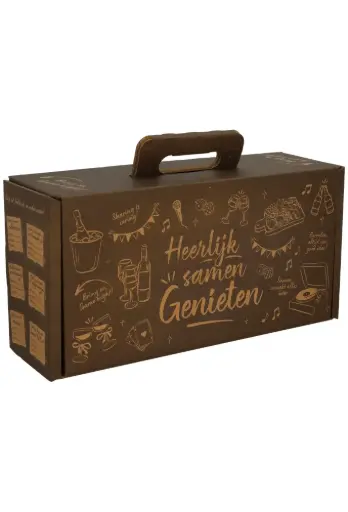 [1401355] Geschenkdozen Draag Borreldoos Bruin& Kraft 39x20x12cm 15stuks